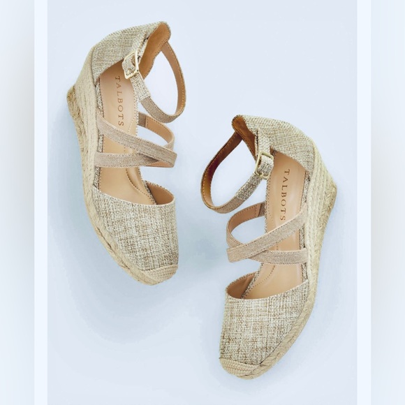 Natural Linen Espadrille with Wedge Heel and Elasticized Adjustable Strap - Picture 2 of 6